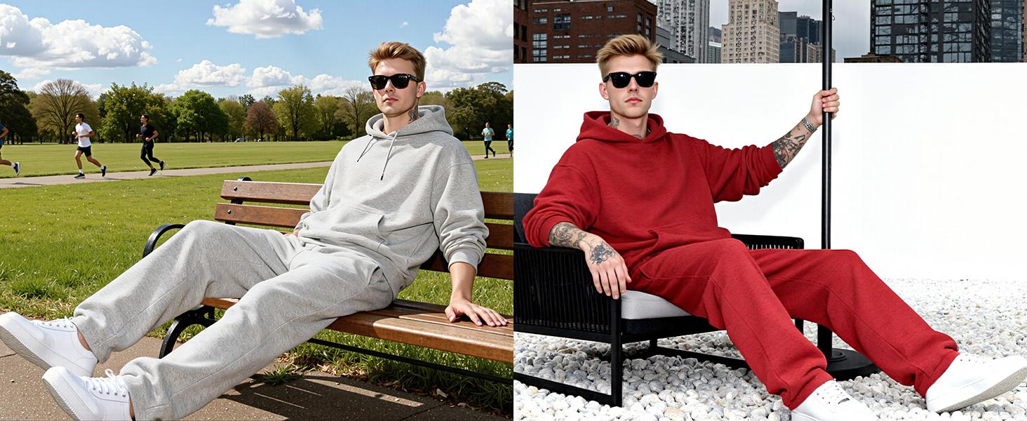 GINGTTO Matching Hoodie Set for Men Winter, 2 Piece Tracksuit, Oversized Hoodie & Sweatpants, Unisex Casual Outfits, Solid Streetwear, Warm Sweatsuit GINGTTO Matching Hoodie Set for Men Winter, 2 Piece Tracksuit, Oversized Hoodie & Sweatpants, Unisex Casual Outfits, Solid Streetwear, Warm Sweatsuit