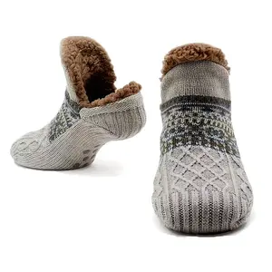 Adult Floor Socks, Thickened Winter Sleeping Slippers for Men and Women - Warm Indoor House Shoes with Cuff
