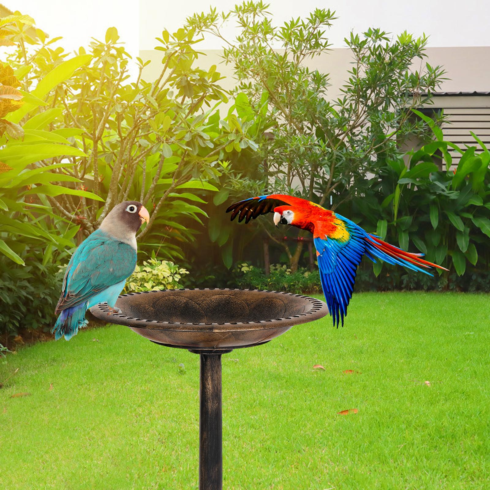 VINGLI 28 Inch Bird Bath with Solar Fountain Antique Copper Weather Resistant Resin Pedestal Birdbaths Floral Accents and Vintage Finish Garden Decor for Outdoor Lightweight Courtyard