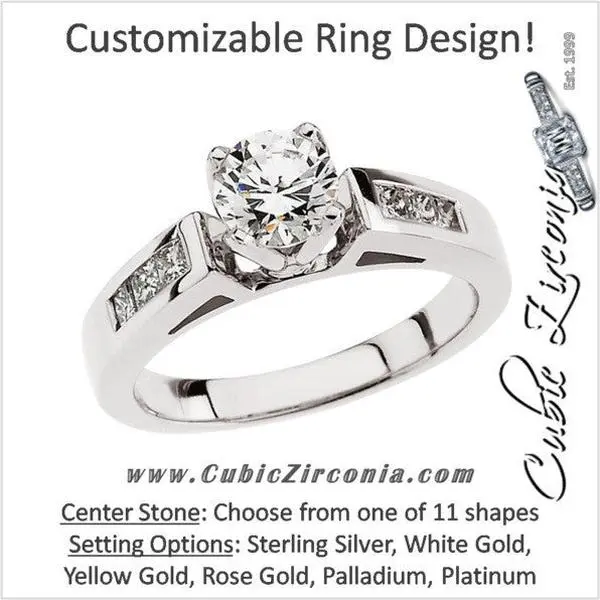 Cubic Zirconia Engagement Ring- The Audra (Customizable 7-stone Princess Channel)