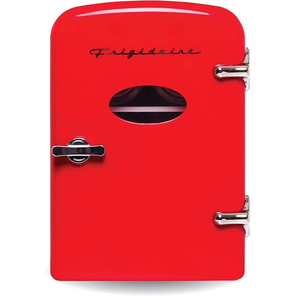 Frigidaire EFMIS129-RED 4L Retro Compact Mini Fridge - 6-Can Beverage Cooler, Red, Quiet Operation, 20°F Below Room Cooling, Insulated Portable Plastic/Metal Unit, Vibration-Resistant, Car Adapter Included, Easy to Clean for Dorm Room Small Spaces