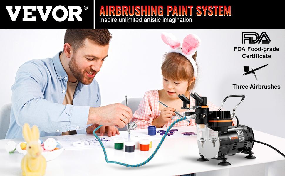 VEVOR Airbrush Ensemble, Expert Airbrush Kit with Compressor, Multi-Use Dual-Action Gravity Feed Airbrush System for Art, Nails, Cookies, Tattoos VEVOR Airbrush Ensemble, Expert Airbrush Kit with Compressor, Multi-Use Dual-Action Gravity Feed Airbrush System for Art, Nails, Cookies, Tattoos