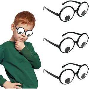 Googly Eyes Glasses, Funny Glasses Pranks Toy, Novelty Shaking Giant Eye Glasses (3 PCS), General Size, Black