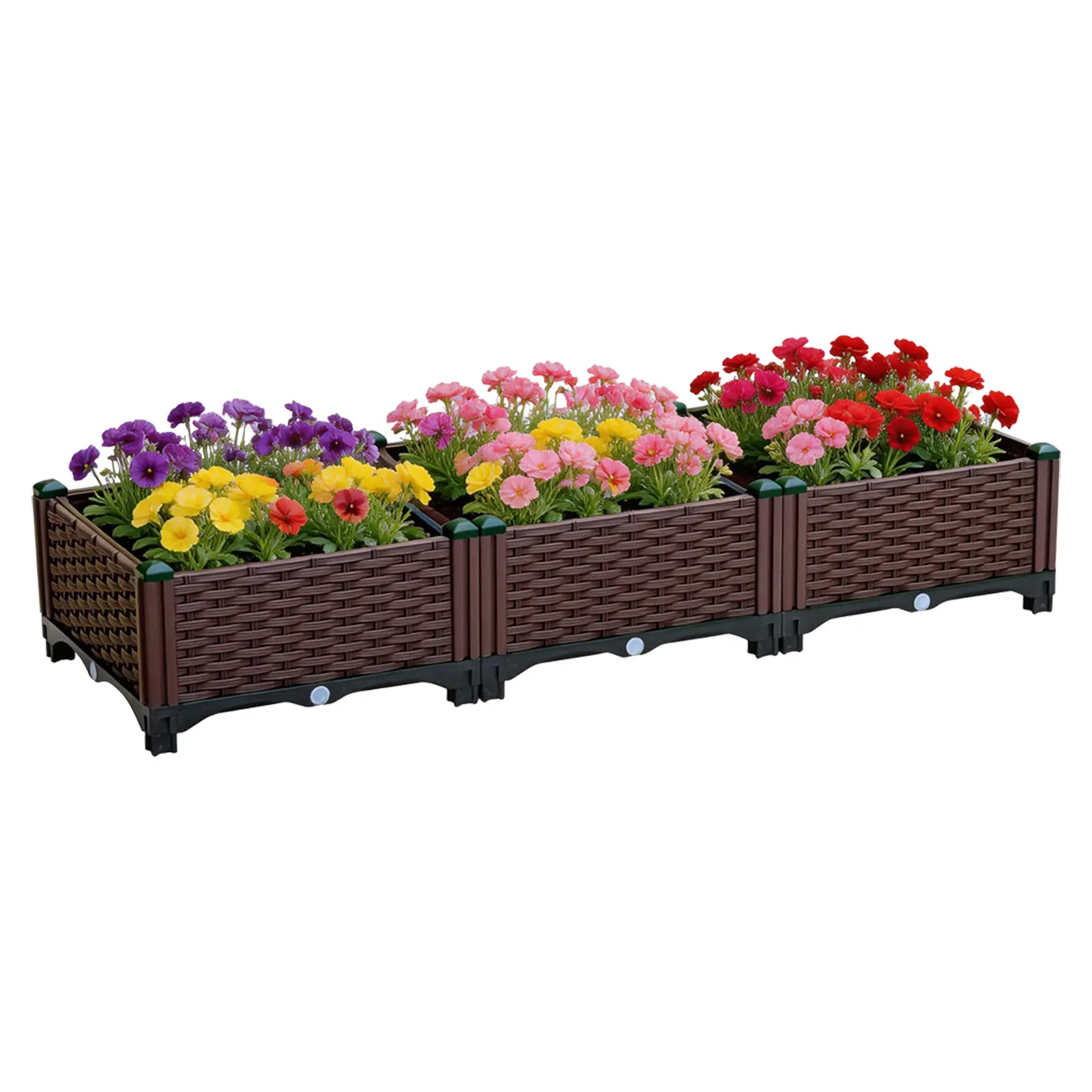 Plastic Rectangular Raised Garden Bed Kit for Beginners - 46.4''x15.7''x8.66'' Elevated Planting Box with Easy Plant Setup, Indoor Outdoor Garden Accessories for Fresh Vegetables & Herbs