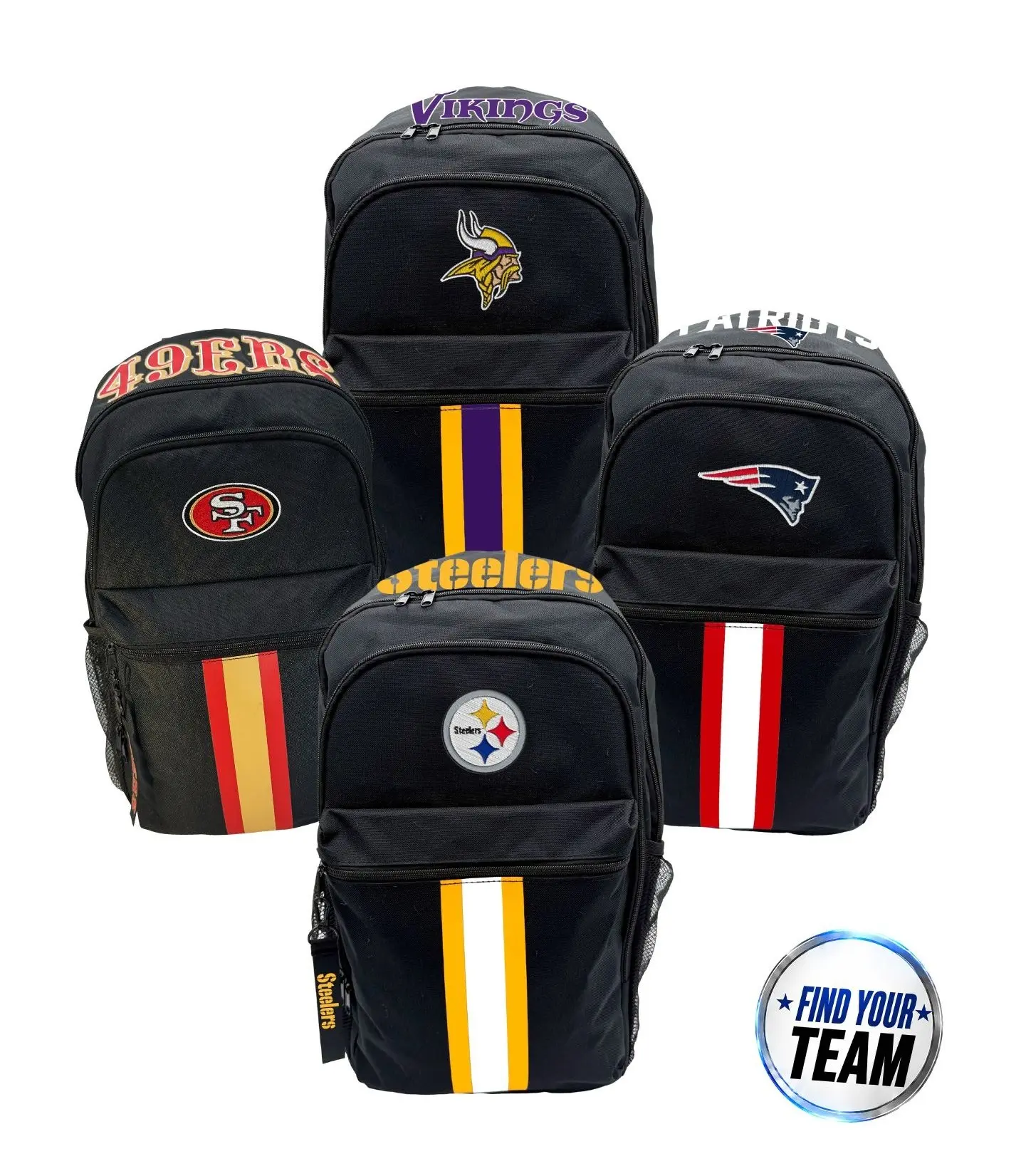 NFL Triple Stripe Wordmark Backpack with Keychain