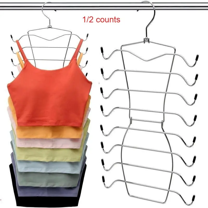 8 Layer Rotating Hanger, 2 Counts Foldable Underwear Hanger, Space Saving Clothes Hanger, Home Organizer for Bedroom, Closet, Wardrobe, Hanging, Storage Hanger, Rotatable Clothes Hanger, Space Saver Hangers