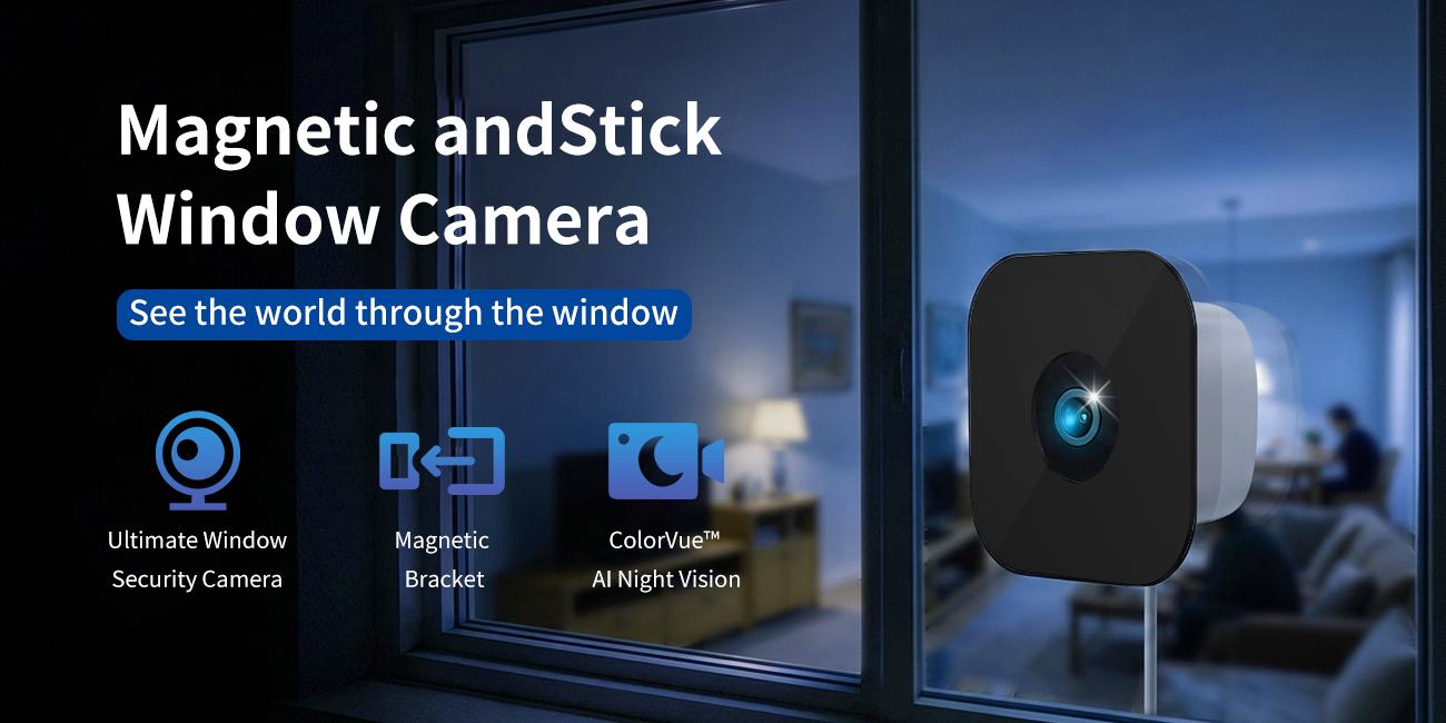 NKccnur  Window Security Camera 3MP 2K, Indoor WiFi Cameras 2.4GHz/5GHz with Colorvue AI Color Night Vision, Motion & Person Detection with Auto-Focus , Easy Installation, 24/7 Recording Works with Alexa & Google Home