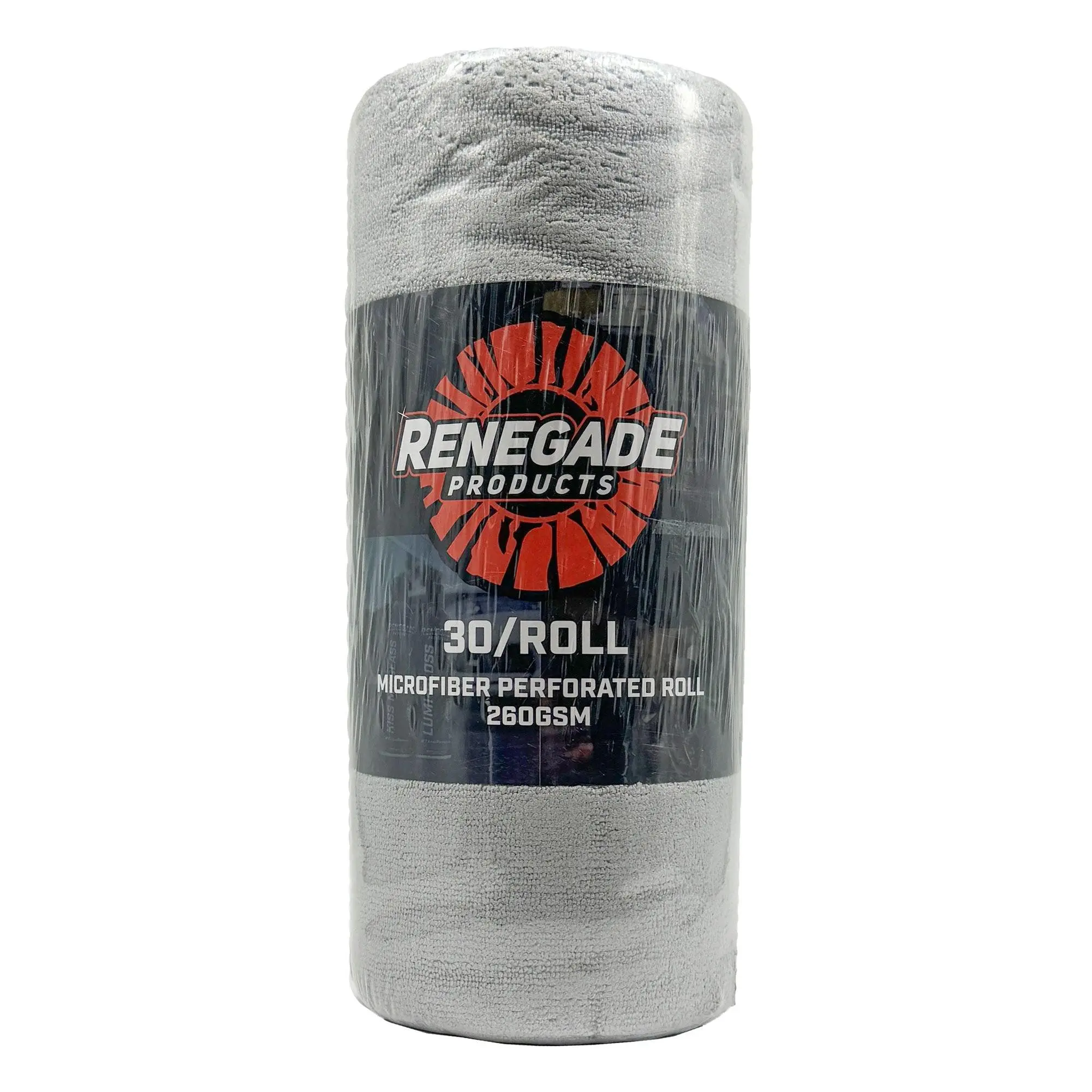 Renegade Products Roll of (30) Premium Microfiber Towels – 12"x12" 260GSM Shop Towels for Cleaning, Coating & Detailing