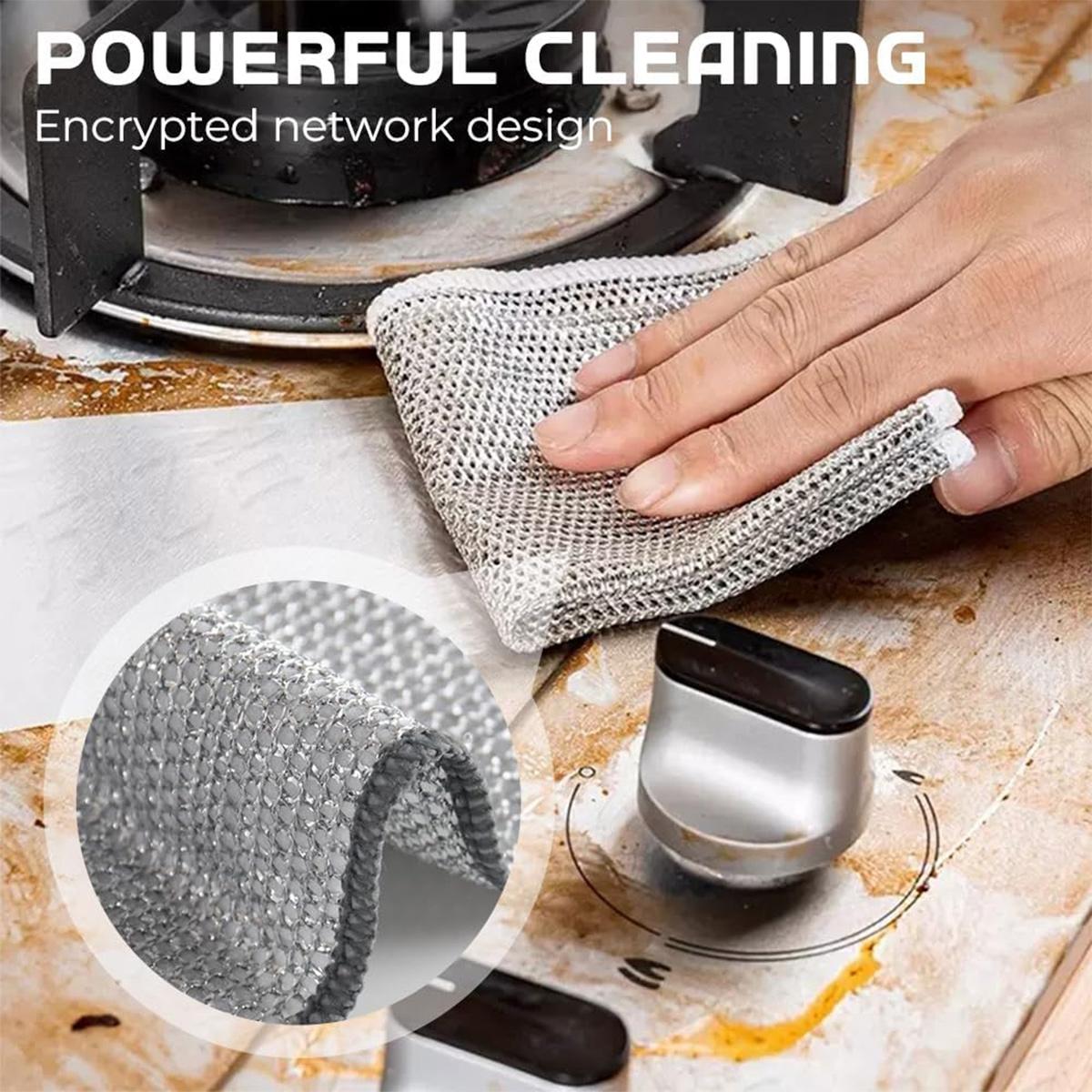 12 Counts Dishwashing Rags,Multipurpose Non-Scratch Wire Dishcloths for Wet and Dry Use, Reusable Wire Cleaning Cloths for Kitchen,Sinks,and Pans Silver Removable, Washable & More