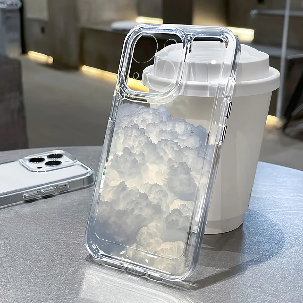 Sky Cloud Pattern TPU Full-Cover Lens Transparent Smartphone Case - Anti-Drop, Anti-Slip Handheld Cellphone Protection for iPhone 17,16,15,14,13,12,11,XS,X Series Devices, Ideal Gift for Friends or Family, Casing