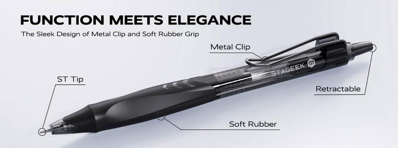 STAGEEK 12/24 Pack Black Gel Pens, Quick Dry Black Ink Pens, 0.5mm Fine Point Retractable Smooth Writing Pens for Journaling, Writing, Business Gel Pen for Office School & Home Supplies(Black,Blue)