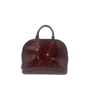 Pre-owned Louis Vuitton france Crossbody Bags LV burgundy large patent leather Alma shell bag H2 H3 20144239