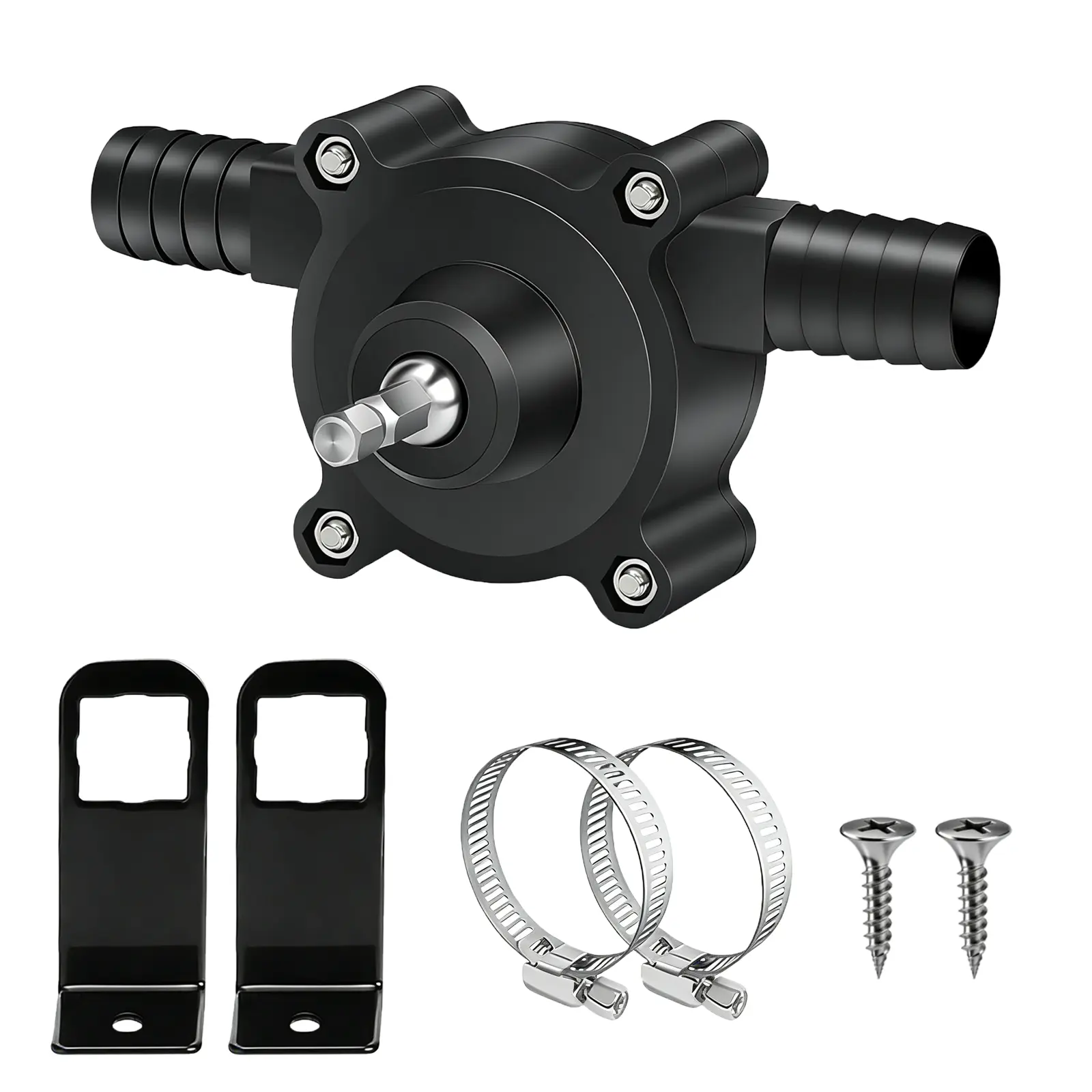 High-Flow Self-Priming Electric Drill Water Pump | Multi-Use Fluid Transfer Attachment for Water, Oil, Diesel & Gasoline | 1.5X Faster Pumping for Emergency Flood Drainage, Water Heaters & Fuel Transfer | Complete Kit with Hoses & Clamps