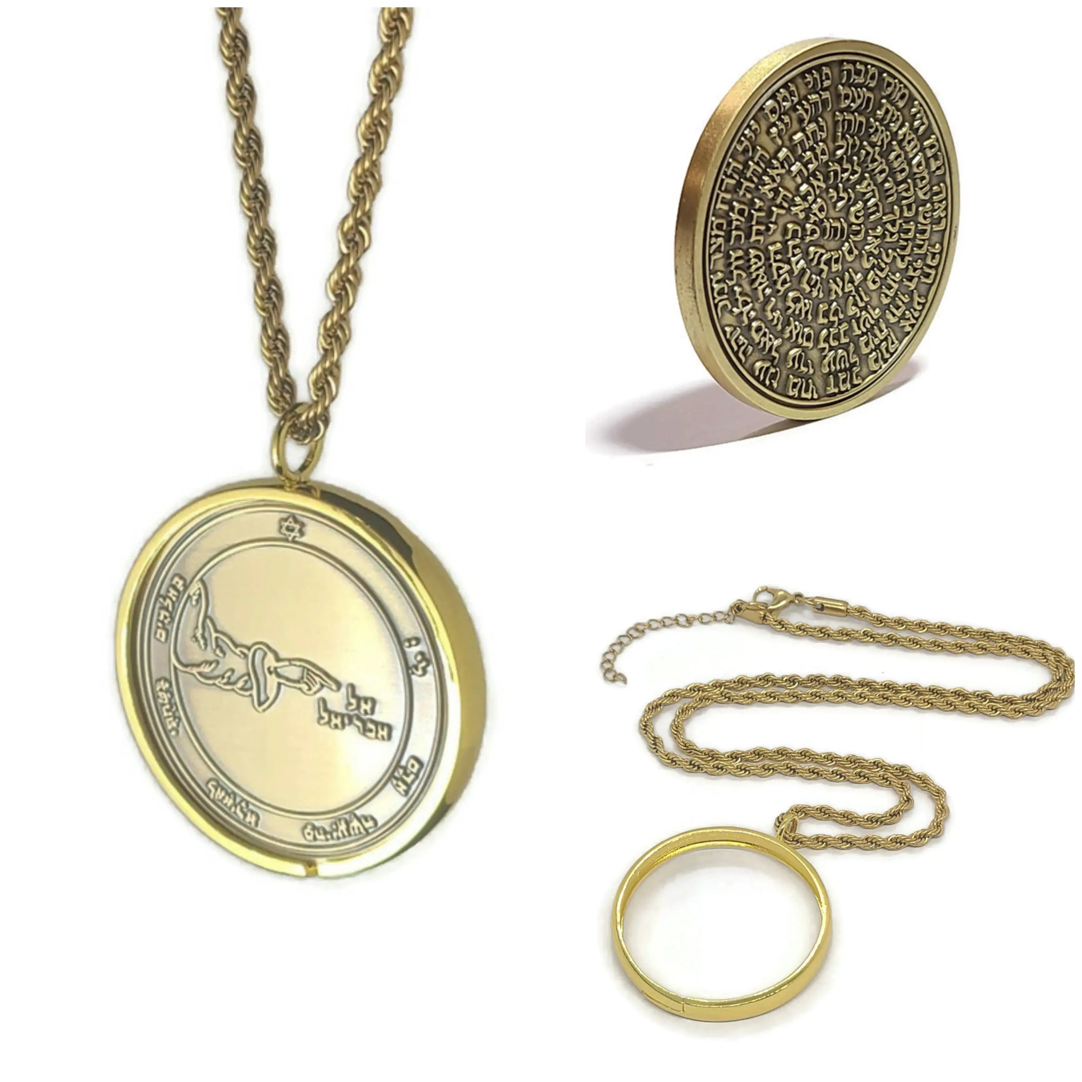 Second Pentacle of the Moon Necklace - Intuition & Dreams Talisman Pendant with 72 Names of God