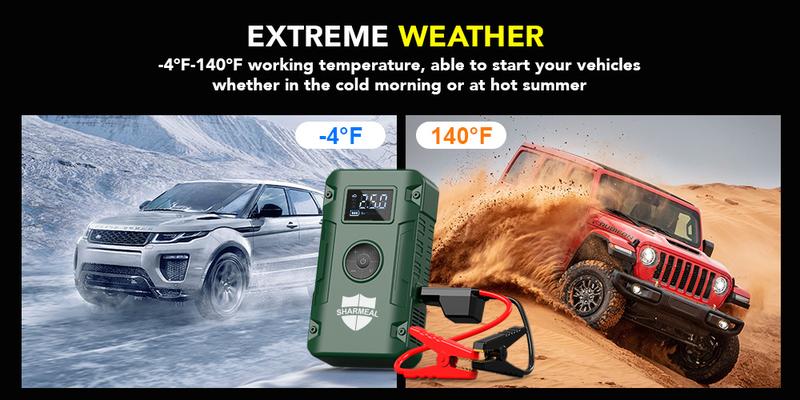 6000A Portable Car Jump Starter with Air Compressor 12VBattery Jump Starter Booster for 10 Gas and up to 9.0LDiesel Vehicles 6000A Portable Car Jump Starter with Air Compressor 12VBattery Jump Starter Booster for 10 Gas and up to 9.0LDiesel Vehicles