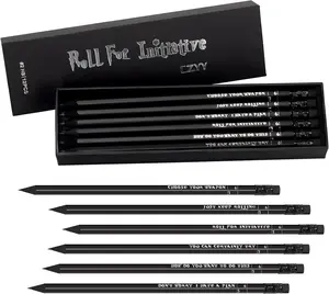 DND Pencils Set of 12 - Silver Foil Stamped with RPG Slogans & D6 Dice Numbers - Hexagon 2HB Tabletop Gaming Pencil with Eraser - Must-Have Tools, Accessories and Gifts for DM and Player (Style A)