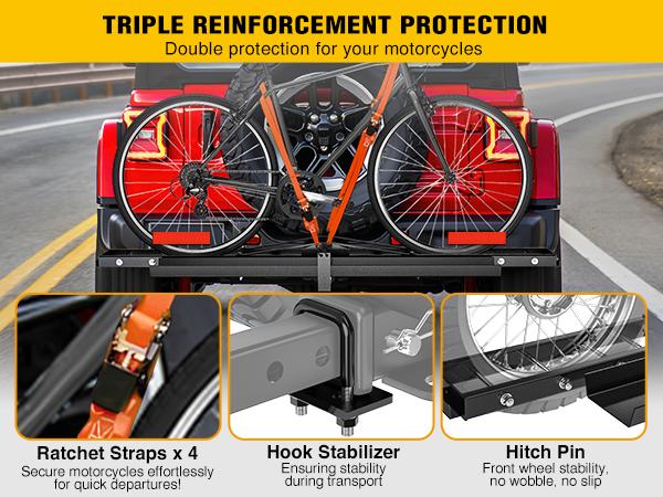 Nilight Motorcycle Hitch Carrier 600LBS, Heavy Duty Dirt Bike Hitch Hauler with 55.11" Longer Ramp, Hitch Pin, Tie-Down Strap and Hitch Tightener, 2" Receiver, 5" Wide Tire