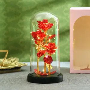 Galaxy Light Up Eternal Flower Rose Three Glowing Roses - The Perfect Birthday/Mother's Day/Valentine's Day Gift for Women, Mothers, Wives, Grandmothers or Girlfriends - Rainbow Roses, Ideal for Home Decor