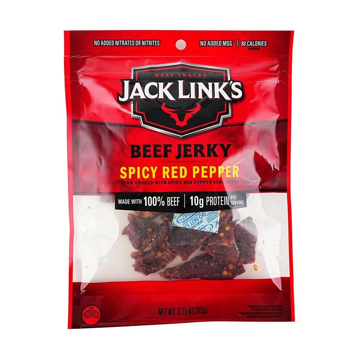 Jack Link's Beef Jerky, Red Pepper Flavor, 92g - High Protein, Low Calorie Healthy Snack Jack Link's Beef Jerky, Red Pepper Flavor, 92g - High Protein, Low Calorie Healthy Snack