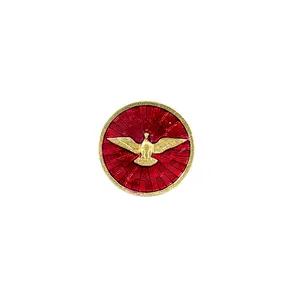 Holy Spirit red enamel round Gold and silver accent  catholic lapel pins
