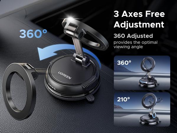 UGREEN Vacuum Magnetic Car Phone Holder,Car Phone Mount, 360° Adjustable for MagSafe Car Holder Foldable Suction Phone Mount for Car, for Garmin GPS/Mirror/Smooth Surface, for iPhone 17 16 Pro Max 15, and Android, TikTokShopHolidayHaul