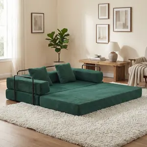 WELAX 14.2" Seat Height" Modular floor sofa bed, made of high-quality tweed fabric, with a free combination design, flexible armrests and backrests filled with high-quality foam, multi-functional, suitable as a mattress for small-space living rooms.