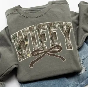 Camouflage Wifey Sweatshirt, Camo Wifey Shirt, Mom Gift, Coquette Hunting Wife Tee Casual Tee for Men & Women Made in USA Menswear