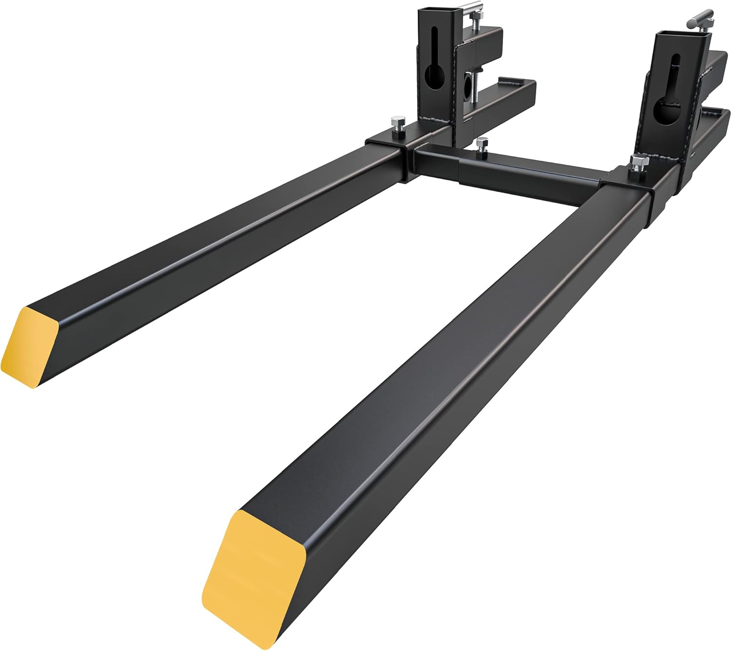 YINTATECH 60" 2000lbs Clamp on Pallet Forks Heavy Duty Tractor Forks with Adjustable Stabilizer Bar Tractor Bucket Forks for Tractor Attachments