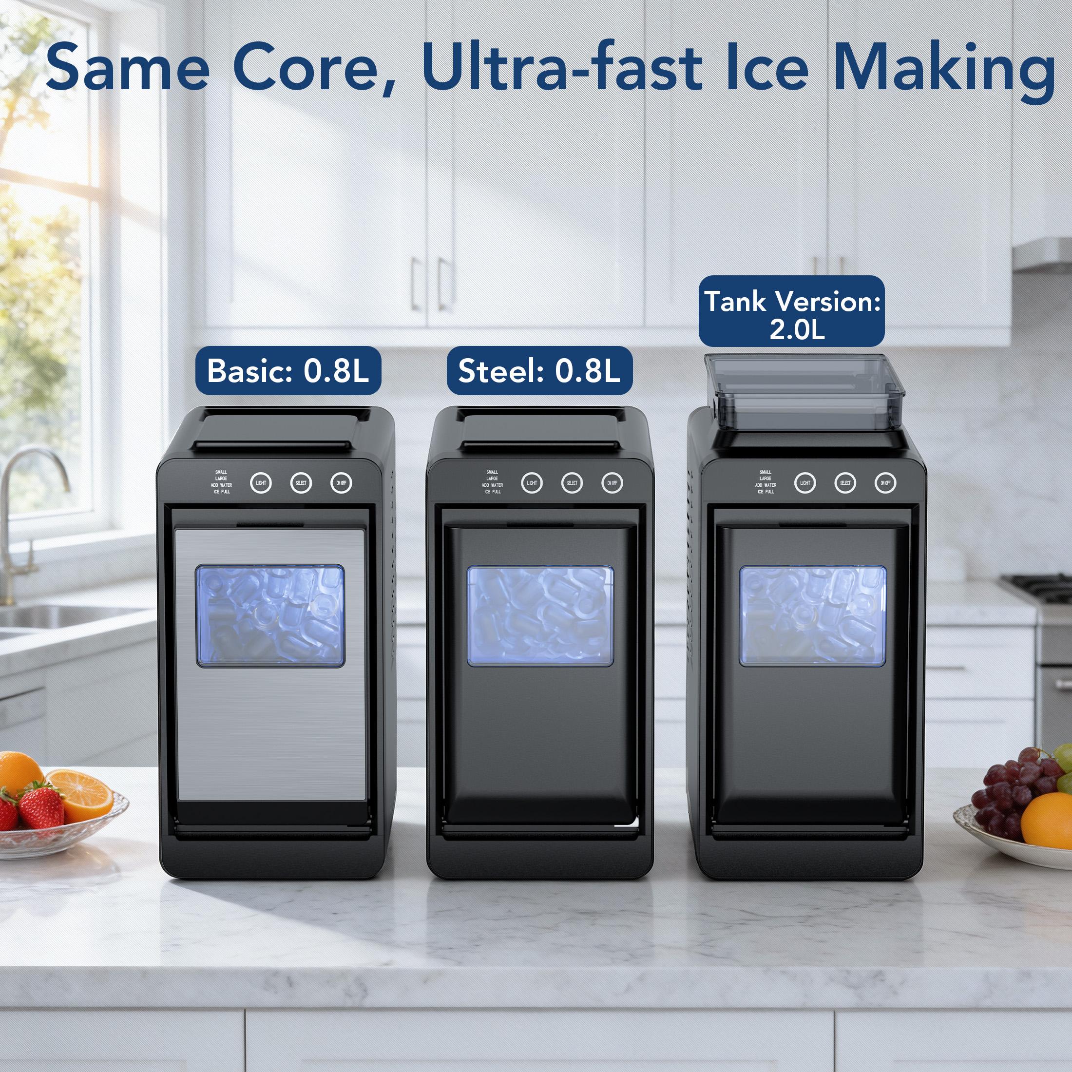 KISSAIR Ice Maker Countertop, 12KG/24H (21℃ Ambient), 6-13 Mins First Batch, Self-Cleaning Portable Ice Maker with LED Control, for Home/Kitchen/RV/Camping