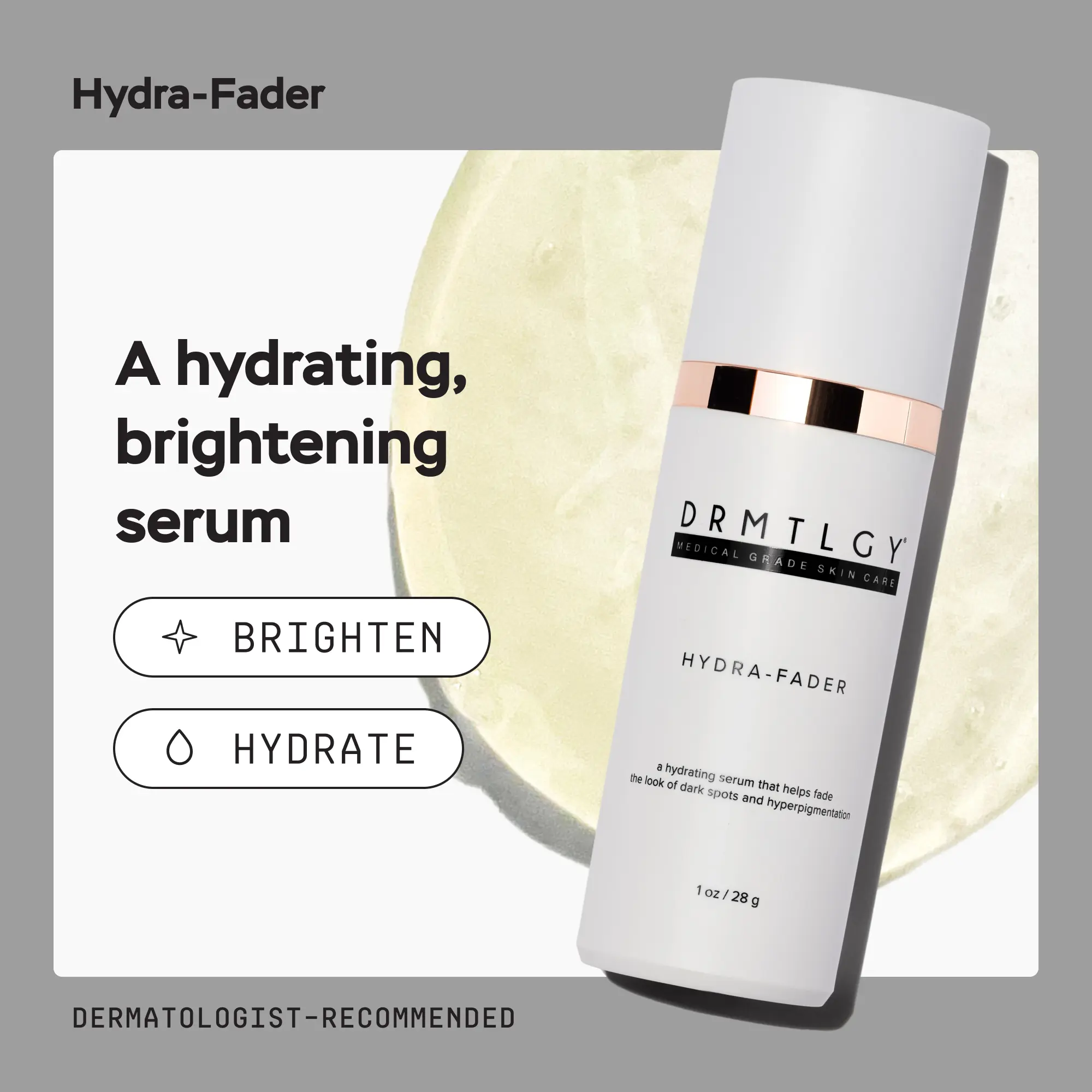 DRMTLGY Hydra-Fader 1 oz with Kojic Acid and Peptides Moisturizer Skincare