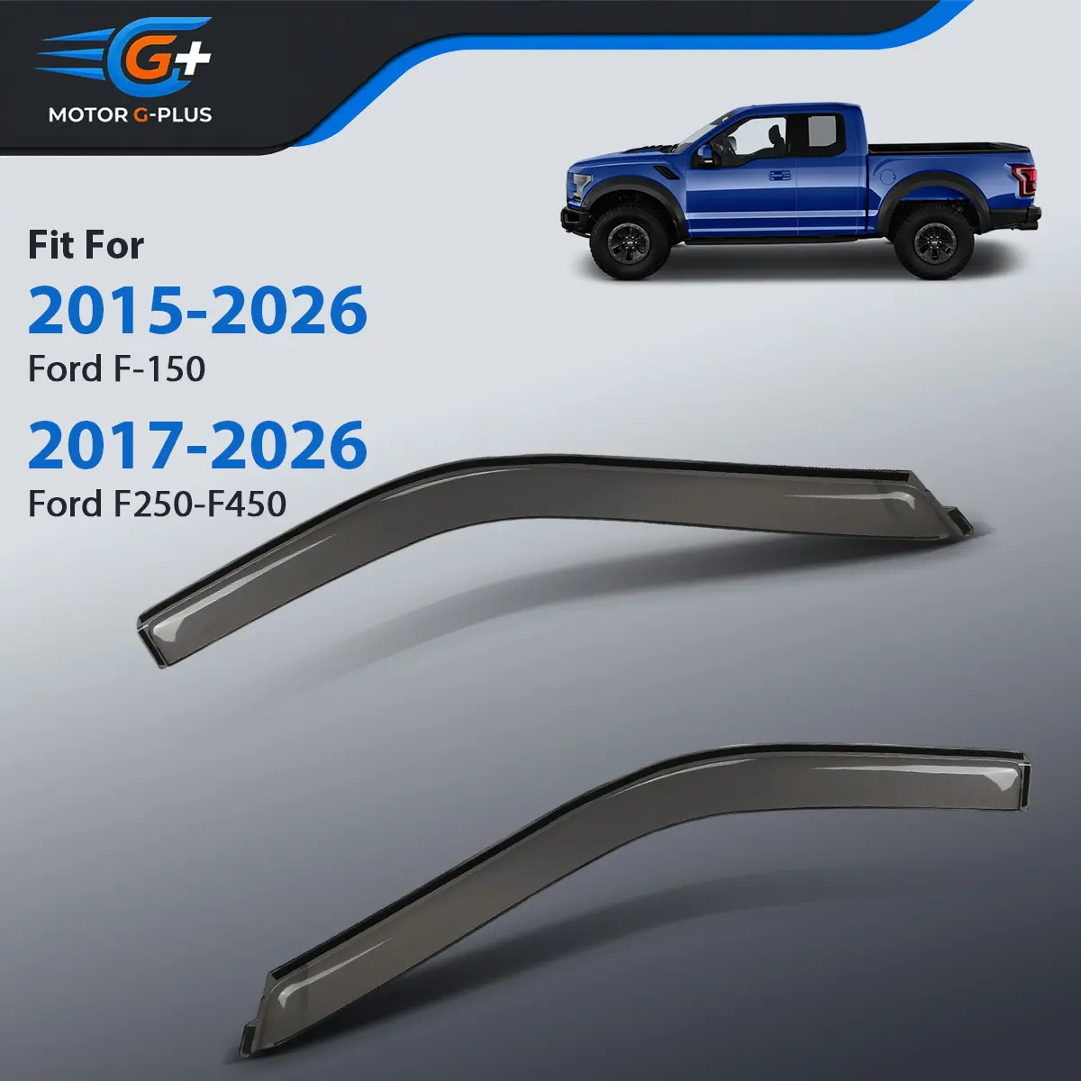 MOTOR GPLUS Car Window Side Window Deflectors & Visors, Rain Guard for 15-26 Ford F-150, 17-26 Ford F250-F450 Standard Cab, Rain Deflector Side Window Deflectors & Visors
