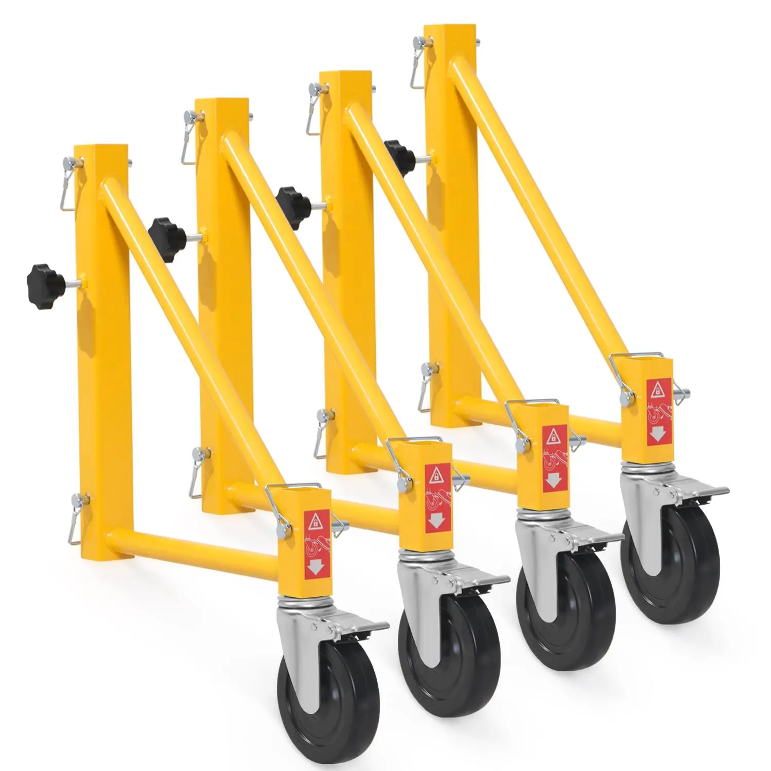 【summerfinds】VEVOR 4-Pack Scaffold Outriggers, 1000 lbs Total Load Capacity Baker-Style Scaffolding Accessory with Swivel Casters, Carbon Steel Scaffold Wheel System with Rust Proof Galvanized Surface, Yellow