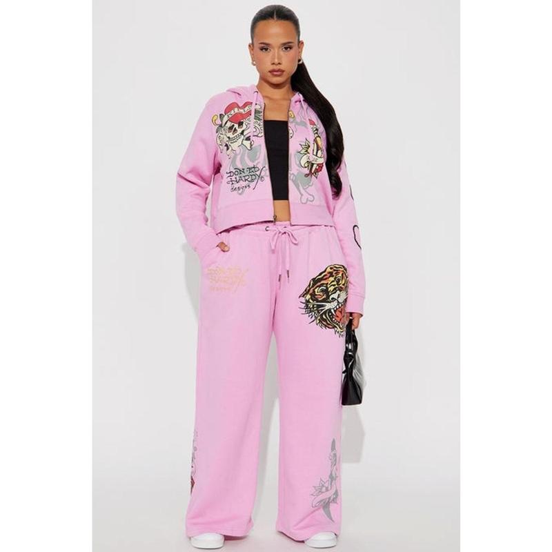 Ed Hardy Tiger Roar Zip Up Hoodie - Pink 5