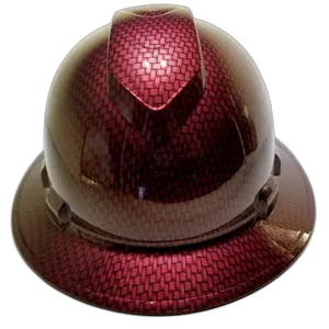 Brandy Wine Red Carbon Fiber - Custom Hydro Dipped Full Brim Hard Hat