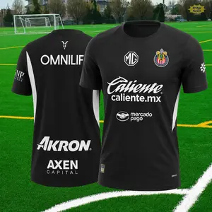 Guadalajara Chivas Inspired Soccer Jersey, Black Football Fan Shirt, Retro Match Day Apparel, Athletic Sports Tee, Club Style Soccer Top For Men Women