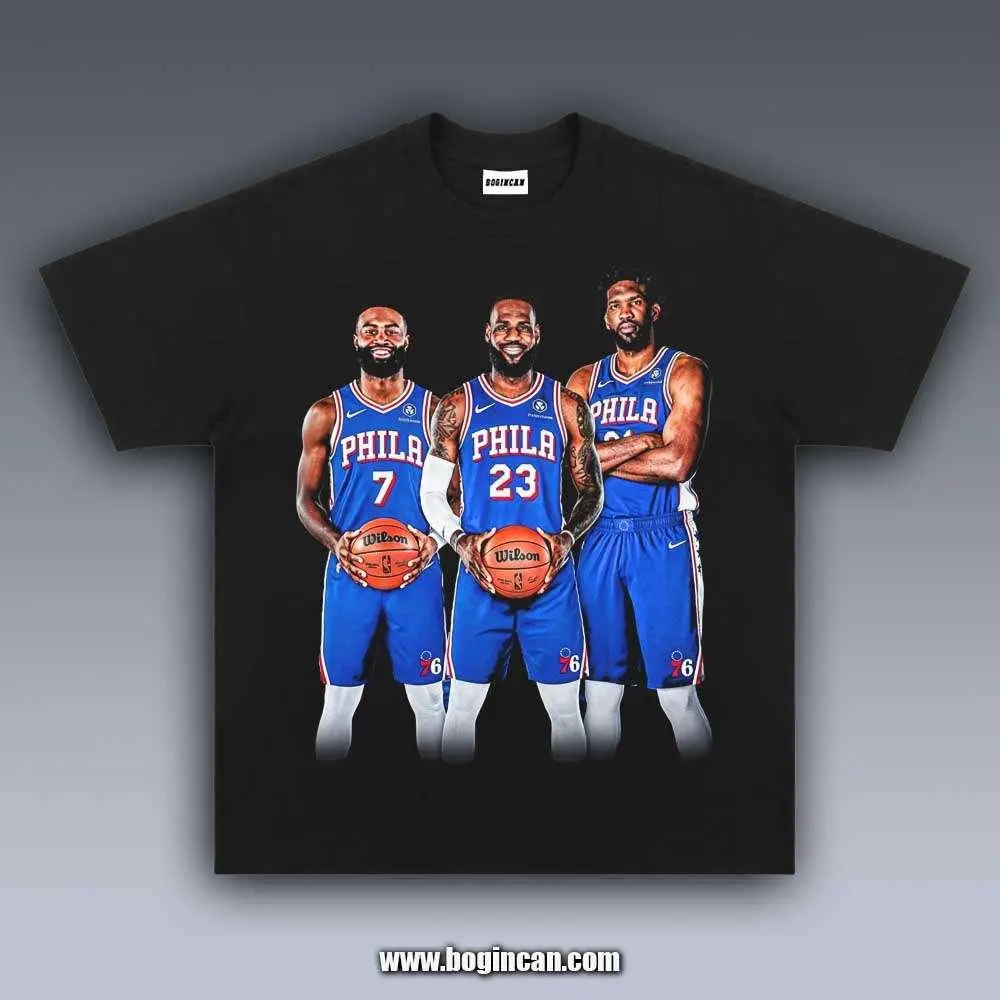 [Sale Up To 50%] Menswear Casual Short-Sleeve Round Neck Unisex Vintage T-Shirt, LeBron James 76ers 7.27.4 Top, Shortsleeve, Tshirt