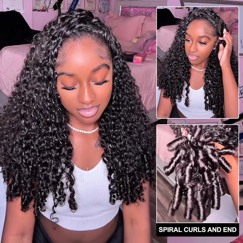 Burmese Curly Wear Go 3 In 1 Half Wig Glueless Human Hair Wig With Drawstring 220% Density Invisi Fit Strap Flip Over Wig For Beginners