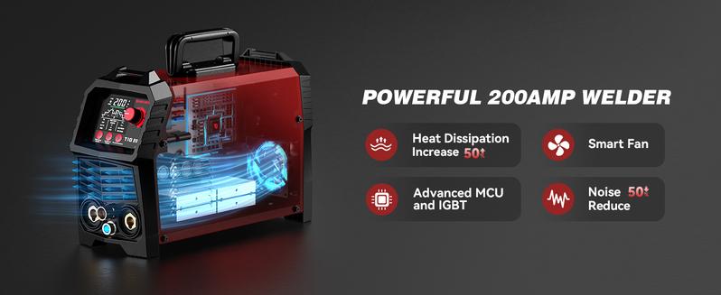 ARCCAPTAIN DC 5 In 1 TIG Welder With Pulse, 200Amp DC 5 In 1 HF/Lift/Pulse/Spot TIG & Stick, 110v/220v Dual Voltage LED Digital Display MultiProcess TIG Welding Machine with 2T/4T TIG200P