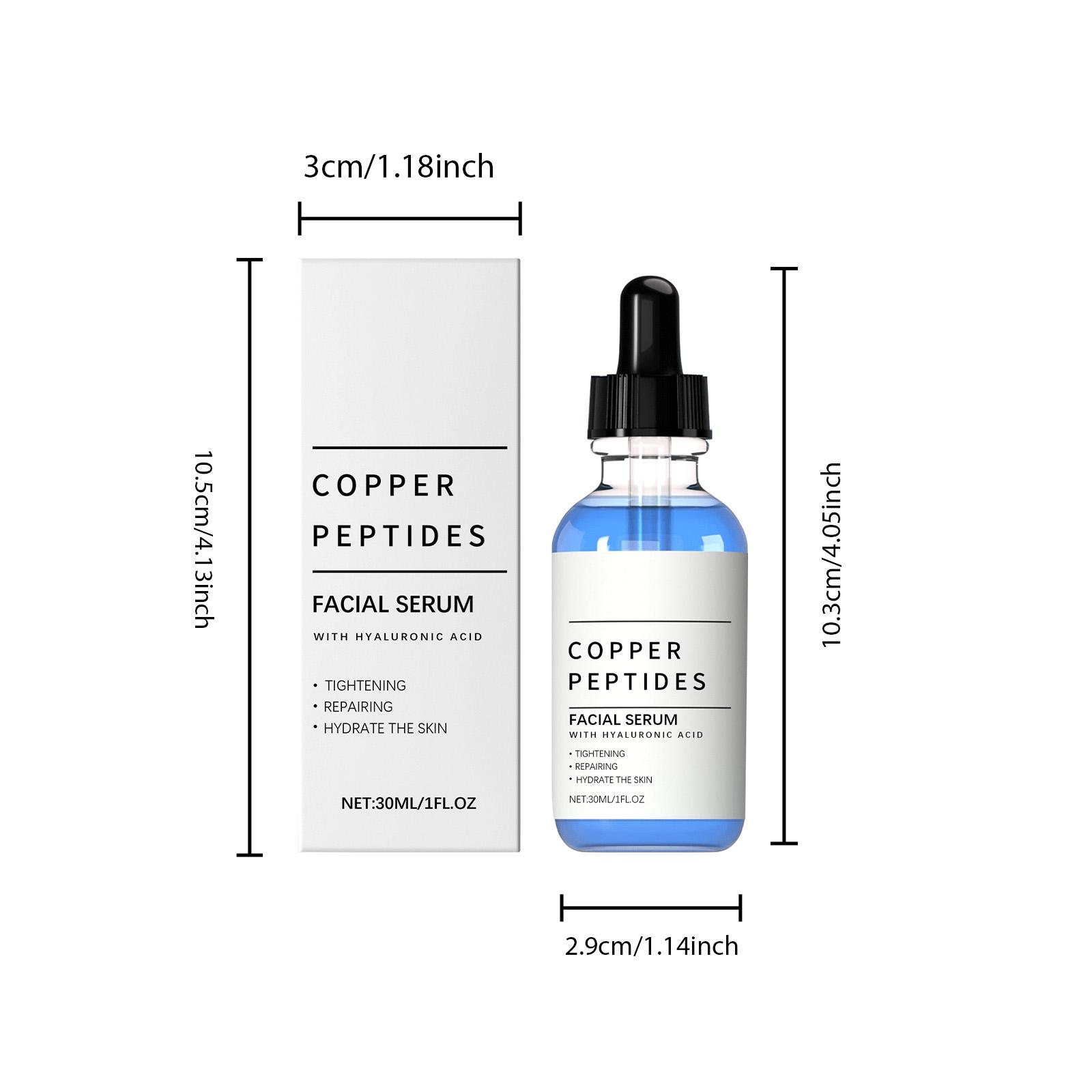 GHK-Cu Copper Peptide Serum with Hyaluronic Acid, Deep Moisturizing &  Nourishing Facial Serum, 30ML Daily Gentle Skincare for All Skin Types, Men  & Women