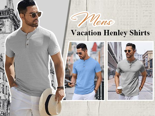 COOFANDY Mens Henley Shirts Short Sleeve Casual Button Down Shirts Lightweight Summer Basic Tee