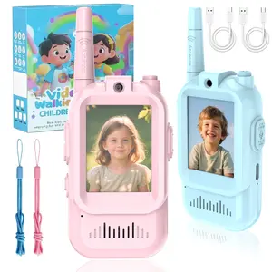 Video Screen Walkie Talkies for Kids, 2 Pack Rechargeable Toddler Toys with HD Camera & Voice Changer, Family Games, Camping, Hiking, Halloween Thanksgiving Birthday Toys for Boys & Girls 3+