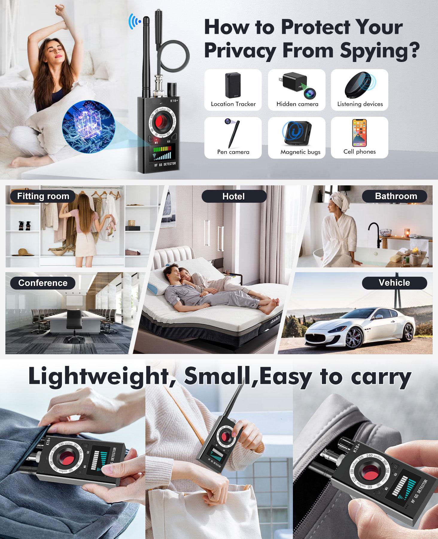 Multi-Function Alarm Device | K18 Hidden Camera Detector, GPS Detector, Magnetic Field Sensor – Portable Privacy Protection Tool for Home, Office, Hotel, and Travel Security