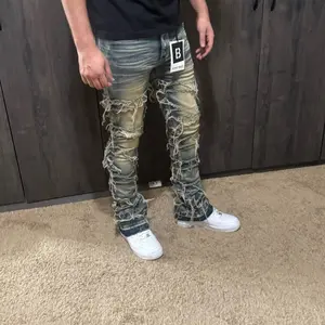 Blind Trust Men’s skinny Fit Stacked Flare Jeans.