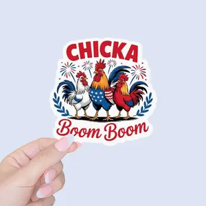 chicka boom boom sticker, chicken lover gift, farm animal gift, 4th of july sticker, patriotic sticker, Laptop Water Bottle Decal Sticker
