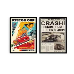 Set of 2 Cars Movie Posters , Cartoon Posters , Animation Posters , Kids Room Deco , Wall Decor , Cars Movie Posters  Poster No Frame