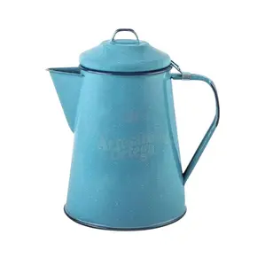 Cinsa Enamelware Coffee Pot (Turquoise Color) Camping Essentials - Hot Water for Coffee and Tea - Light and Resistant 1.5 Liters/Cafetería De Peltre De 1.5 Litros