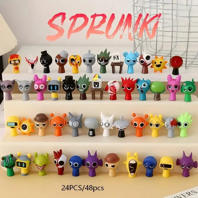 Sprunki Rhythm Box Set, 48-Piece PVC Music-Themed Doll Collection, Decorative Figures for Christmas, Birthday and Home Display