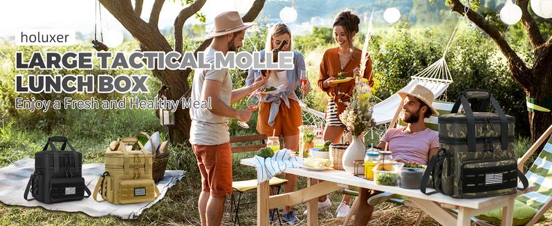 HSHRISH Tactical Lunch Bag & Lunch Box for Men 16 Liters Large Double Deck Expandable Insulated Soft Adult Lunchbox for Work Cooler Bag for Beach Picnic Camping Outdoor