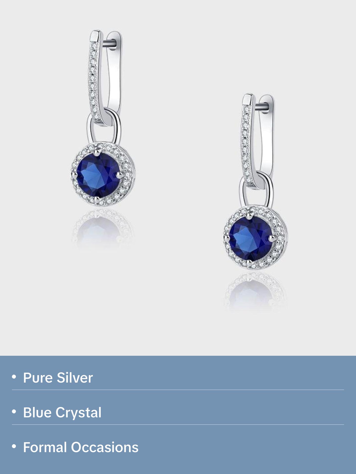 Women's Blue Crystal Zircon Hook Earrings