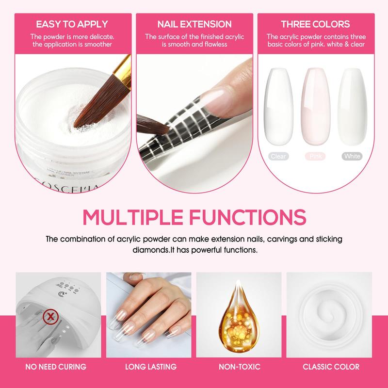 Acrylic Nail Kit for Beginners with Everything Nails Kit Acrylic Set with Drill UV Light Glitter Powder Decorations Rhinstones DIY Gifts for Women
